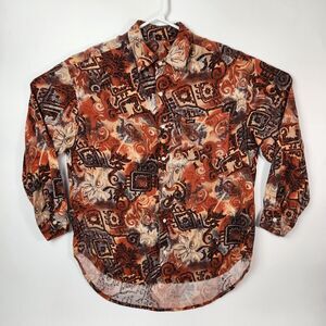 VTG Guess Shirt Mens S Georges Marciano Luxury All Over Print Button Down Resort